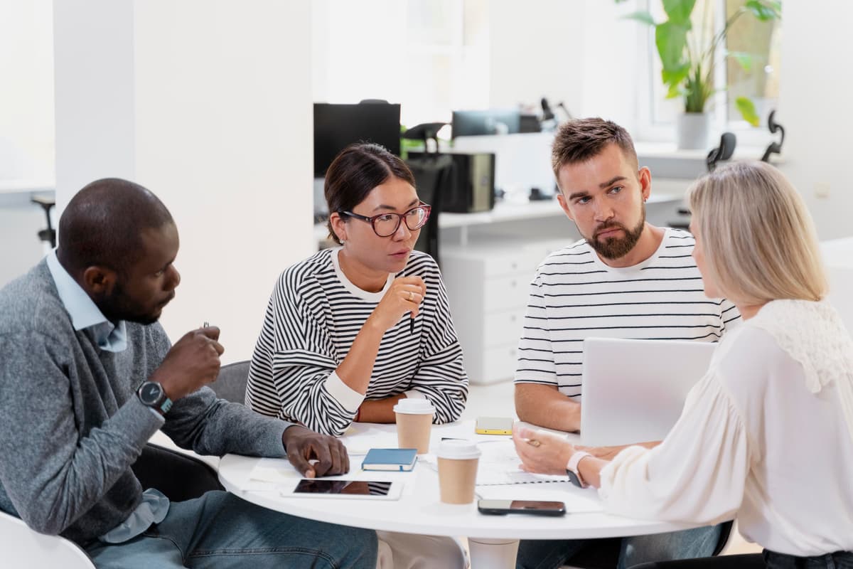 Team collaborating on social media strategy